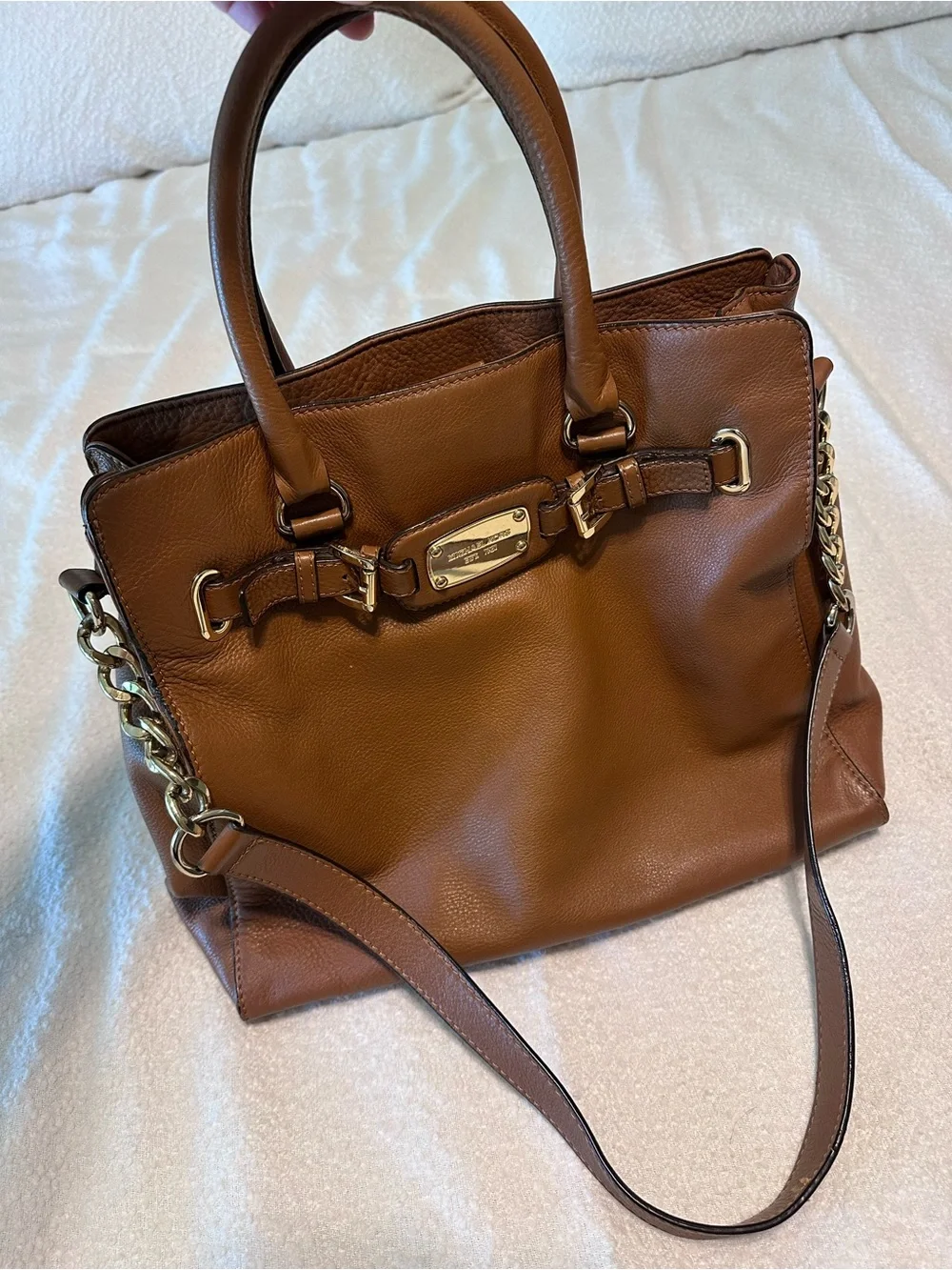 Michael Kors Cognac Brown Leather Satchel with Top Handles